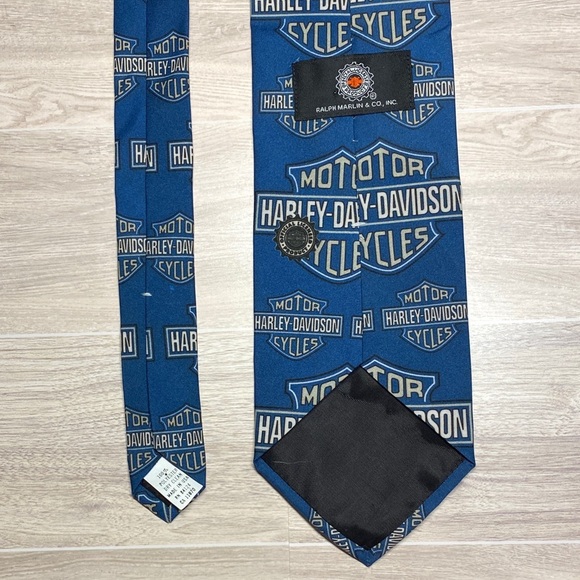 Vintage 1996 Harley-Davidson Classic Logo Blue Tie - Picture 3 of 16
